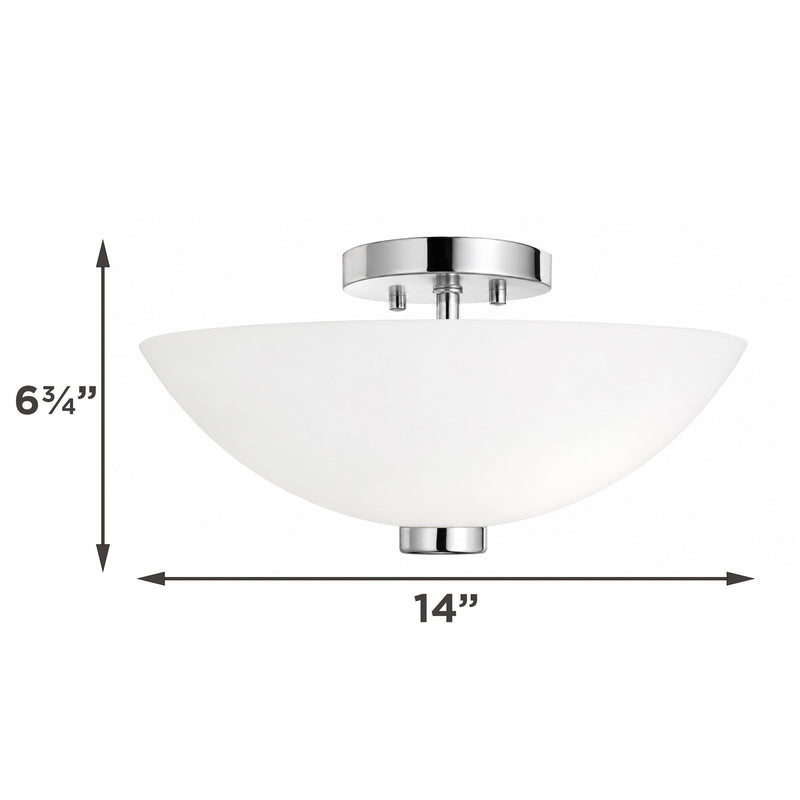 AFX Colleen 14in 1-Light Semi-Flush Mount | Transitional Polished Chrome and White Glass | Hallway & Foyer Ceiling Light | Model CEEC14MBPC