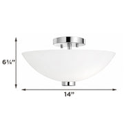 AFX Colleen 14in 1-Light Semi-Flush Mount | Transitional Polished Chrome and White Glass | Hallway & Foyer Ceiling Light | Model CEEC14MBPC