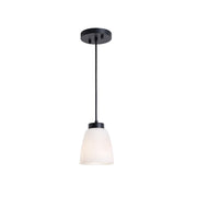 AFX Colleen 5in 1-Light Pendant | Modern Black Steel and Frosted Glass | Kitchen Island & Dining Room | 5 x 5 x 6 in | Model CEEP05MBBK