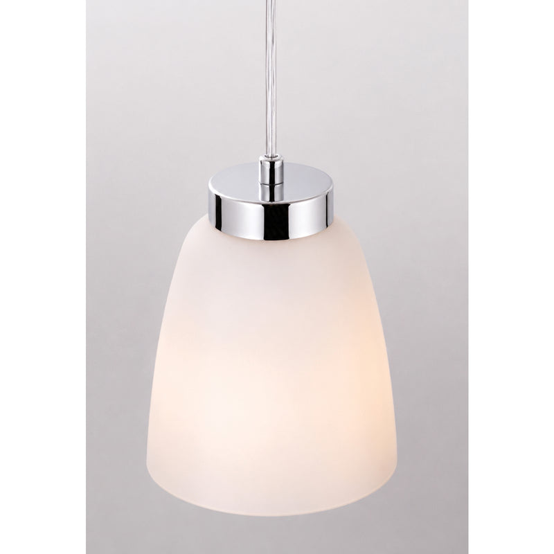 AFX Colleen 5in 1-Light Pendant | Modern Polished Chrome Steel and Frosted Glass | Kitchen Island & Dining Room | 5 x 5 x 6 in | Model CEEP05MBPC