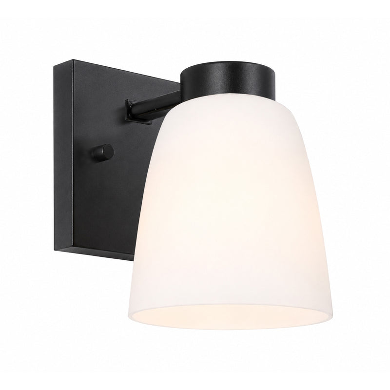 AFX Colleen 5in 1-Light Wall Sconce | Transitional Black and White Glass | Hallway & Foyer | 5 x 6.75 x 6.75 in | Model CEES0506MBBK