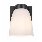 AFX Colleen 5in 1-Light Wall Sconce | Transitional Black and White Glass | Hallway & Foyer | 5 x 6.75 x 6.75 in | Model CEES0506MBBK