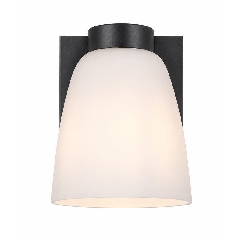 AFX Colleen 5in 1-Light Wall Sconce | Transitional Black and White Glass | Hallway & Foyer | 5 x 6.75 x 6.75 in | Model CEES0506MBBK