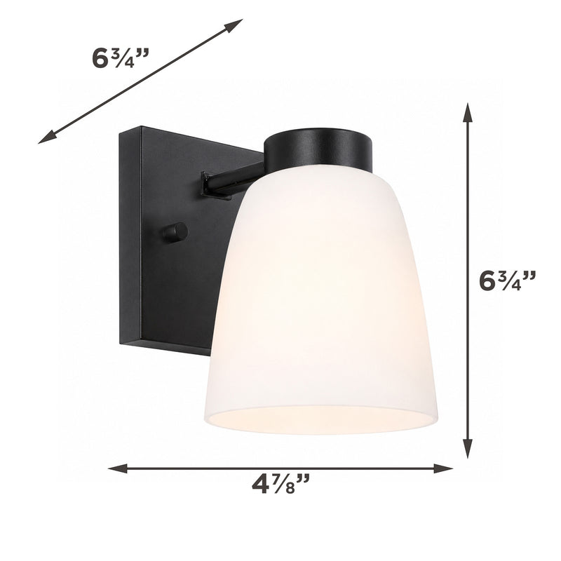 AFX Colleen 5in 1-Light Wall Sconce | Transitional Black and White Glass | Hallway & Foyer | 5 x 6.75 x 6.75 in | Model CEES0506MBBK
