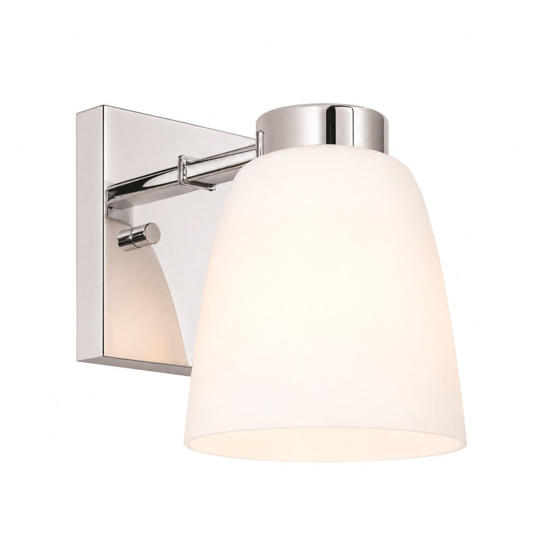 AFX Colleen 5in 1-Light Wall Sconce | Transitional Polished Chrome and White Glass | Hallway & Foyer | 5 x 6.75 x 6.75 in | Model CEES0506MBPC