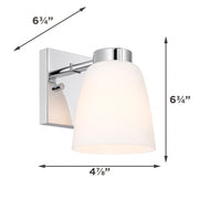 AFX Colleen 5in 1-Light Wall Sconce | Transitional Polished Chrome and White Glass | Hallway & Foyer | 5 x 6.75 x 6.75 in | Model CEES0506MBPC