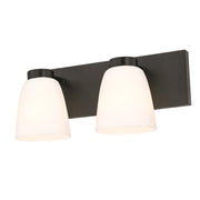 AFX Colleen 16in 2-Light Vanity Light | Transitional Black and White Glass | Bathroom & Powder Room | 16 x 6.75 x 6.75 in | Model CEEV1606MBBK