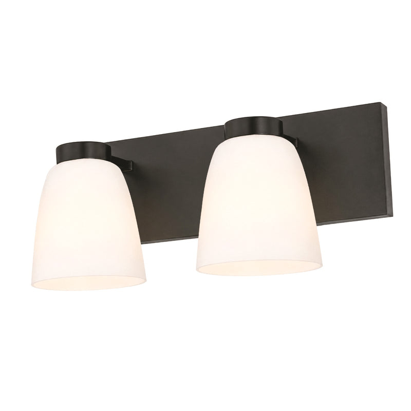 AFX Colleen 16in 2-Light Vanity Light | Transitional Black and White Glass | Bathroom & Powder Room | 16 x 6.75 x 6.75 in | Model CEEV1606MBBK