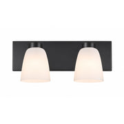 AFX Colleen 16in 2-Light Vanity Light | Transitional Black and White Glass | Bathroom & Powder Room | 16 x 6.75 x 6.75 in | Model CEEV1606MBBK