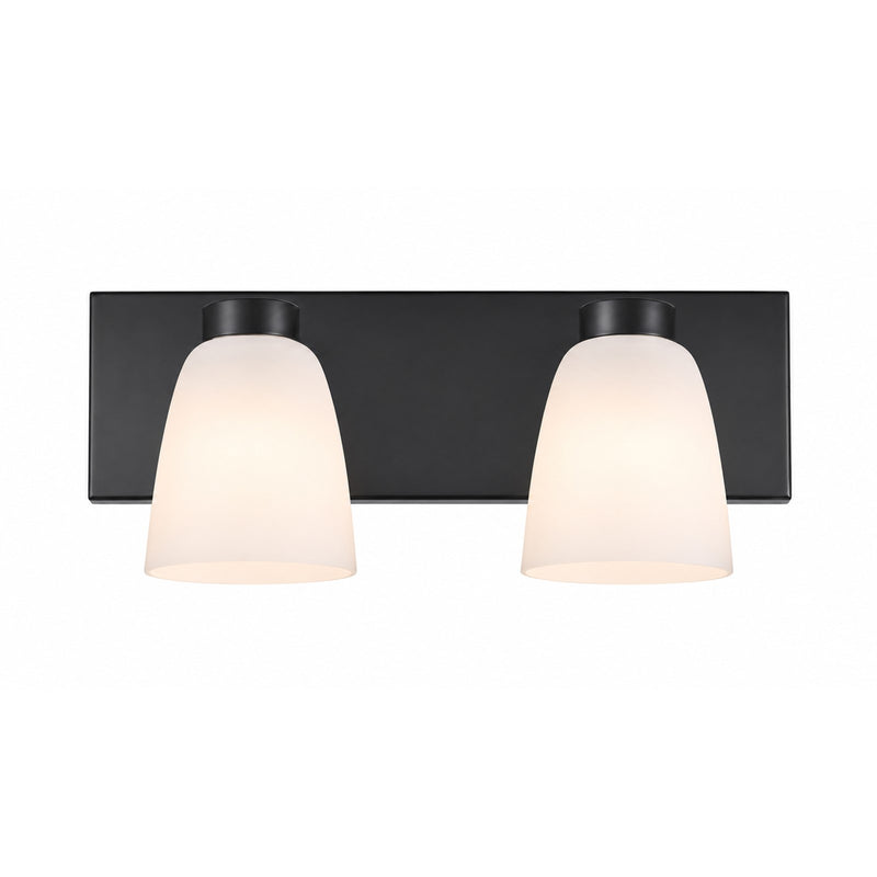 AFX Colleen 16in 2-Light Vanity Light | Transitional Black and White Glass | Bathroom & Powder Room | 16 x 6.75 x 6.75 in | Model CEEV1606MBBK
