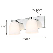 AFX Colleen 16in 2-Light Vanity Light | Transitional Polished Chrome and White Glass | Bathroom & Powder Room | Model CEEV1606MBPC