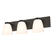 AFX Colleen 24in 3-Light Vanity Light | Transitional Matte Black and White Glass | Bathroom & Powder Room | 24 x 6.75 x 6.75 in | Model CEEV2406MBBK