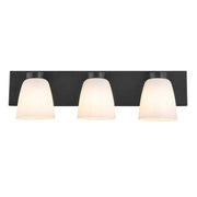 AFX Colleen 24in 3-Light Vanity Light | Transitional Matte Black and White Glass | Bathroom & Powder Room | 24 x 6.75 x 6.75 in | Model CEEV2406MBBK