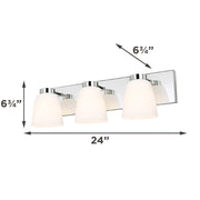 AFX Colleen 24in 3-Light Vanity Light | Transitional Polished Chrome and White Glass | Bathroom & Powder Room | Model CEEV2406MBPC