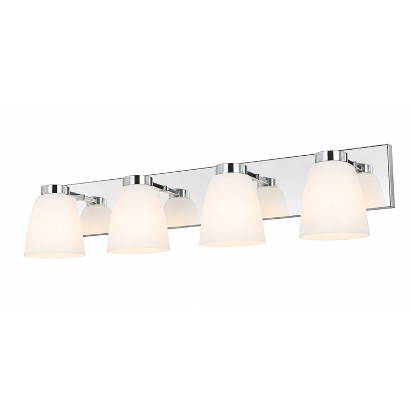 AFX Colleen 32in 4-Light Vanity Light | Transitional Polished Chrome and White Glass | Bathroom & Powder Room | Model CEEV3206MBPC