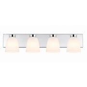 AFX Colleen 32in 4-Light Vanity Light | Transitional Polished Chrome and White Glass | Bathroom & Powder Room | Model CEEV3206MBPC