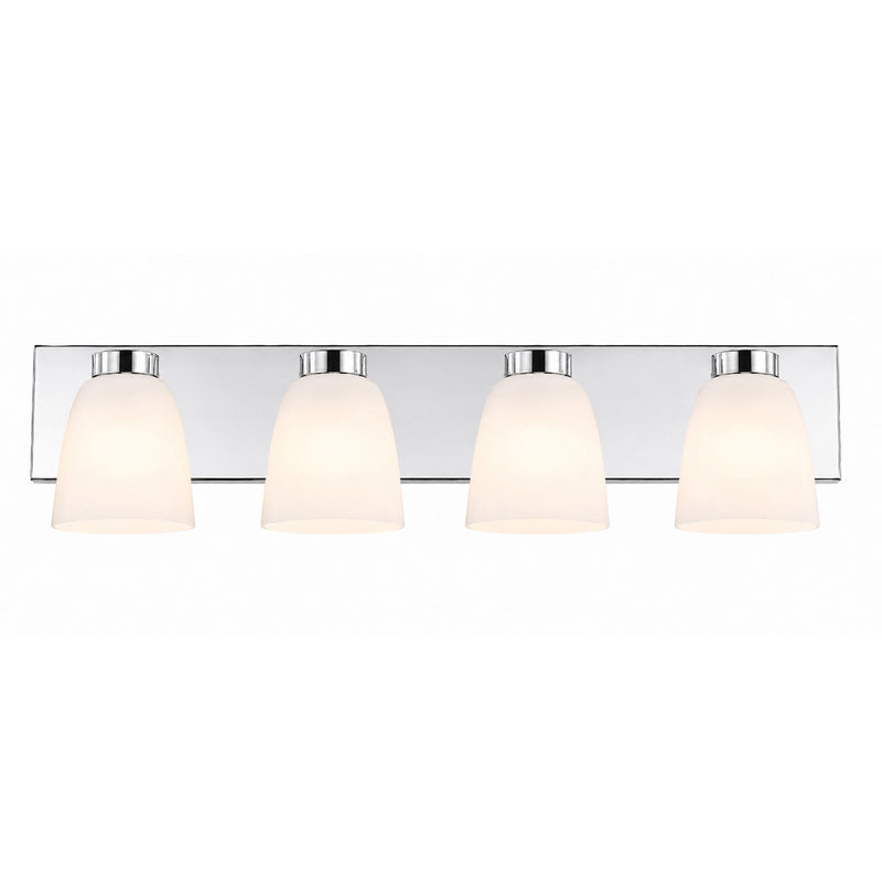 AFX Colleen 32in 4-Light Vanity Light | Transitional Polished Chrome and White Glass | Bathroom & Powder Room | Model CEEV3206MBPC