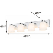 AFX Colleen 32in 4-Light Vanity Light | Transitional Polished Chrome and White Glass | Bathroom & Powder Room | Model CEEV3206MBPC