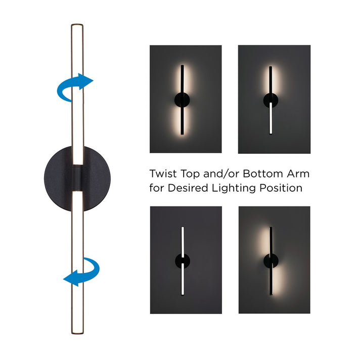 AFX Lighting Chicago 1 Light 17" LED Vanity Light, Black/White
