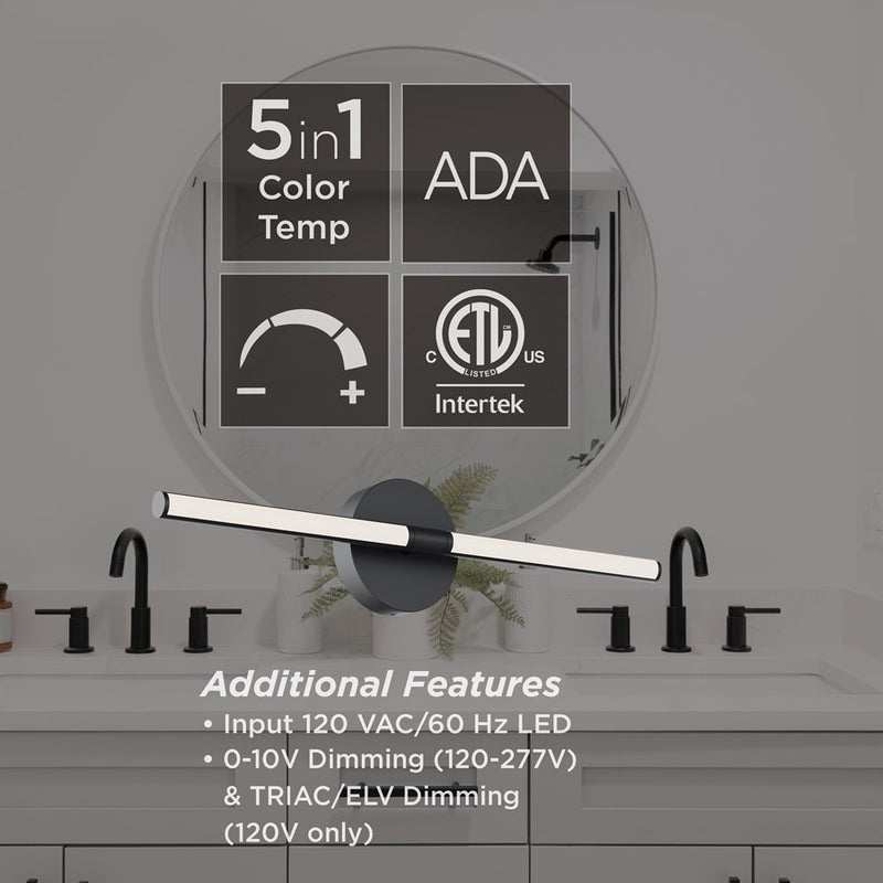 AFX Lighting Chicago 1 Light 24" LED Vanity Light, Black/White