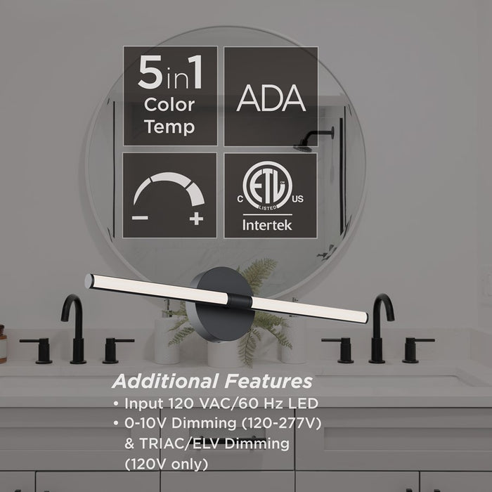 AFX Lighting Chicago 1 Light 24" LED Vanity Light, Black/White