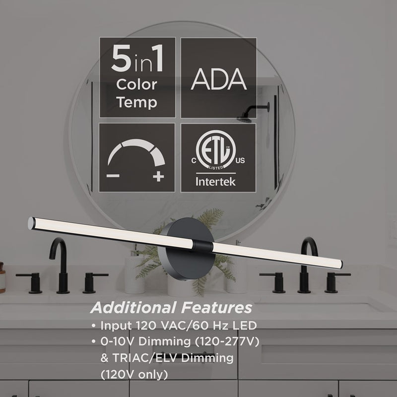 AFX Lighting Chicago 1 Light 32" LED Vanity Light, Black/White