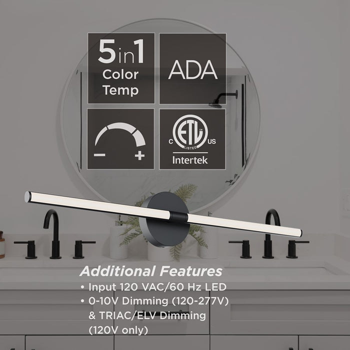 AFX Lighting Chicago 1 Light 32" LED Vanity Light, Black/White