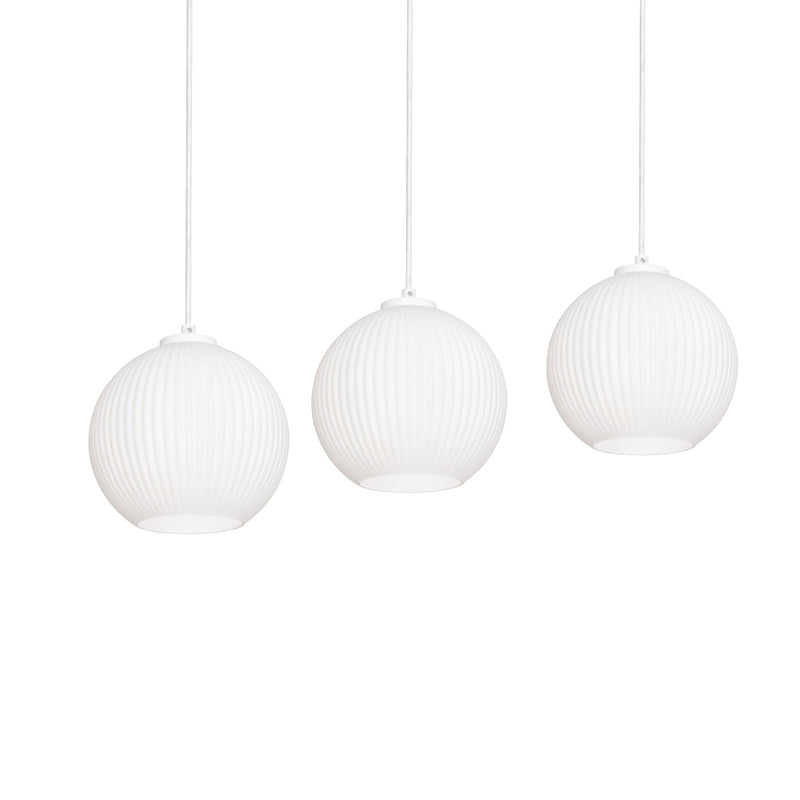 AFX Cleo 36in Linear 3-Light Multi Pendant | Modern White Steel and Frosted Glass | Dining Room & Kitchen Island | Model CLEP08WHLNR3
