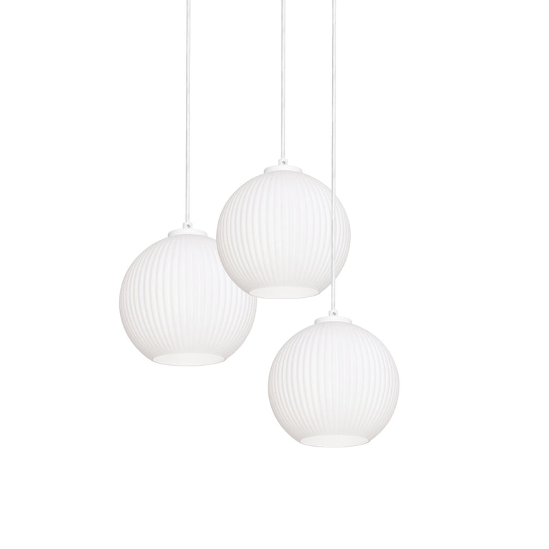 AFX Cleo 24in Round 3-Light Multi Pendant | Modern White Steel and Frosted Glass | Dining Room & Kitchen Island | Model CLEP08WHRND3