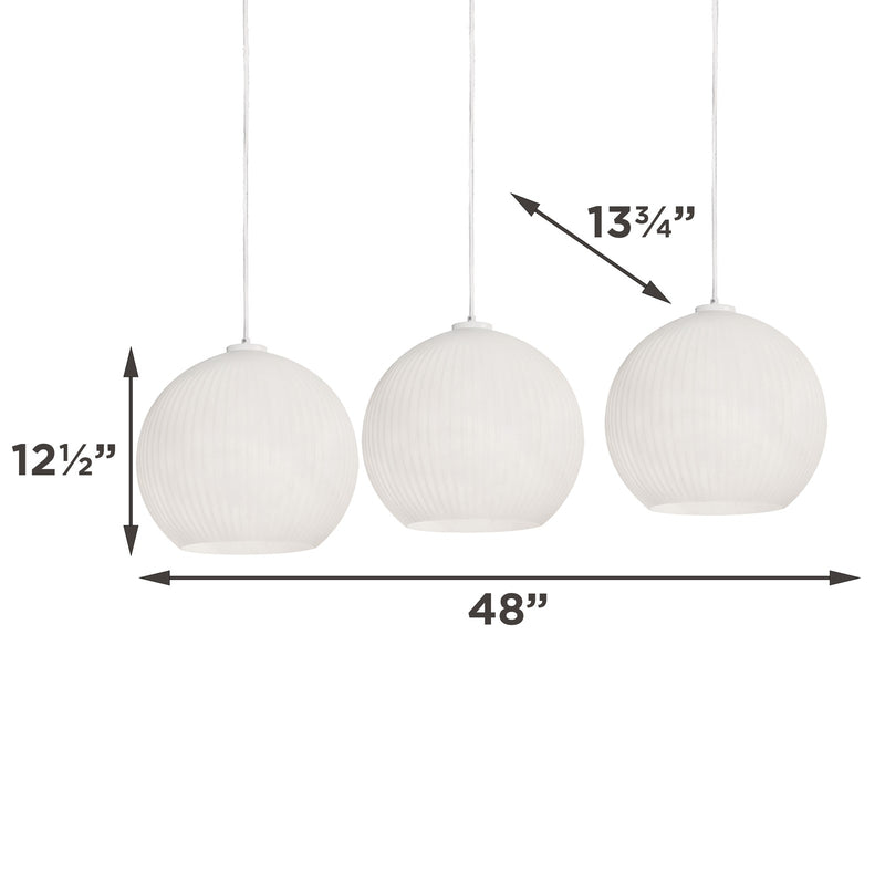 AFX Lighting Cleo 31in 3-Light Round Pendant | Contemporary White Steel and Frosted Glass | Kitchen Island & Dining Room | Model CLEP13WHRND3