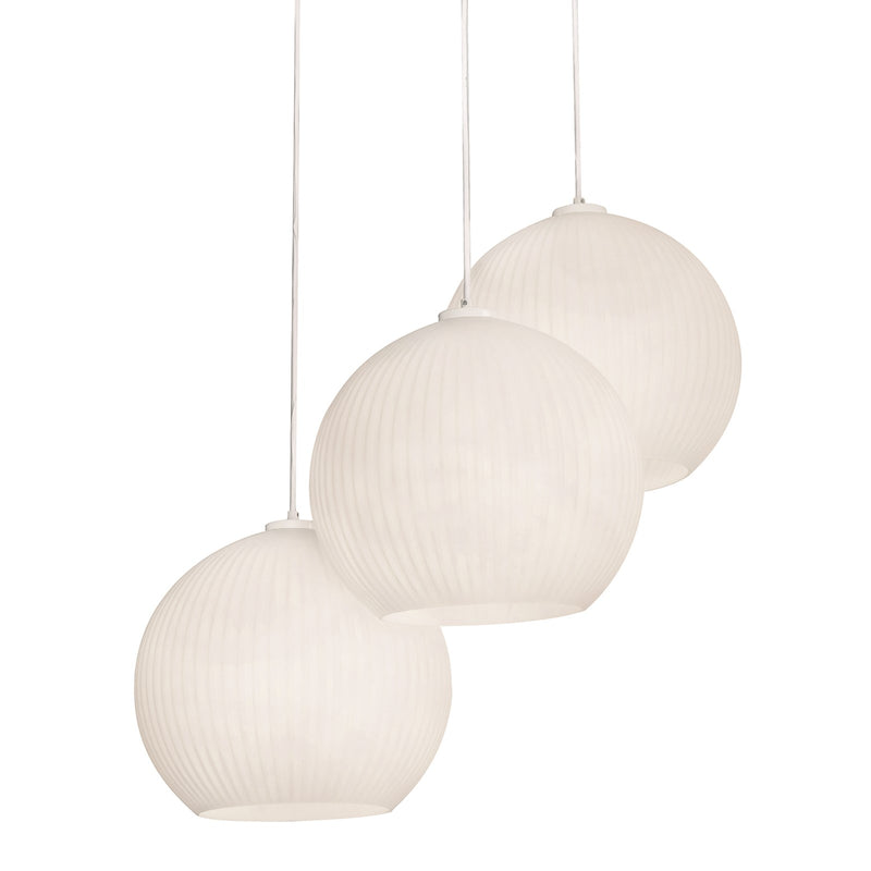 AFX Lighting Cleo 31in 3-Light Round Pendant | Contemporary White Steel and Frosted Glass | Kitchen Island & Dining Room | Model CLEP13WHRND3