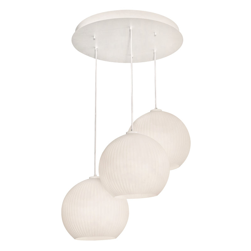 AFX Lighting Cleo 31in 3-Light Round Pendant | Contemporary White Steel and Frosted Glass | Kitchen Island & Dining Room | Model CLEP13WHRND3