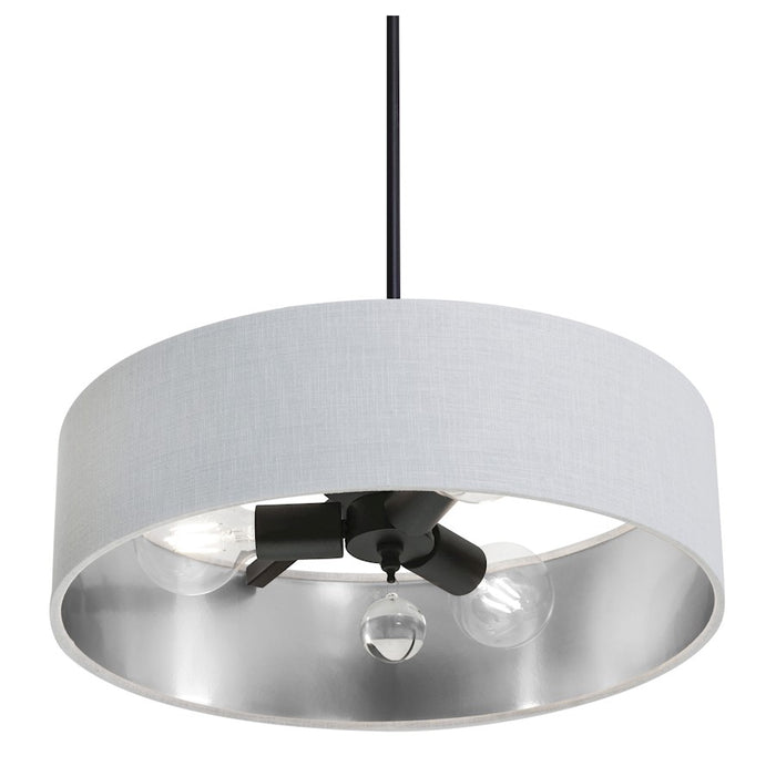 AFX Lighting Celine 3 Light 18" Pendant, Black/White/Silver - CLNP18MBBK-WHSL