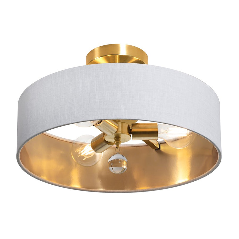 AFX Lighting Celine 3 Light 18" Pendant, Brass/White/Gold