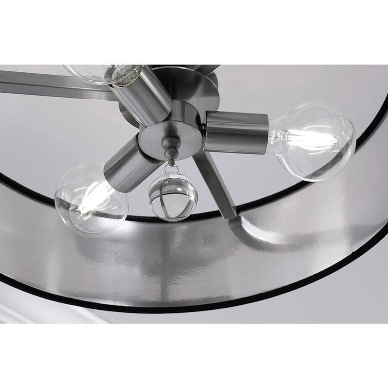 AFX Lighting Celine 3 Light 18" Pendant, Nickel/Black/Silver