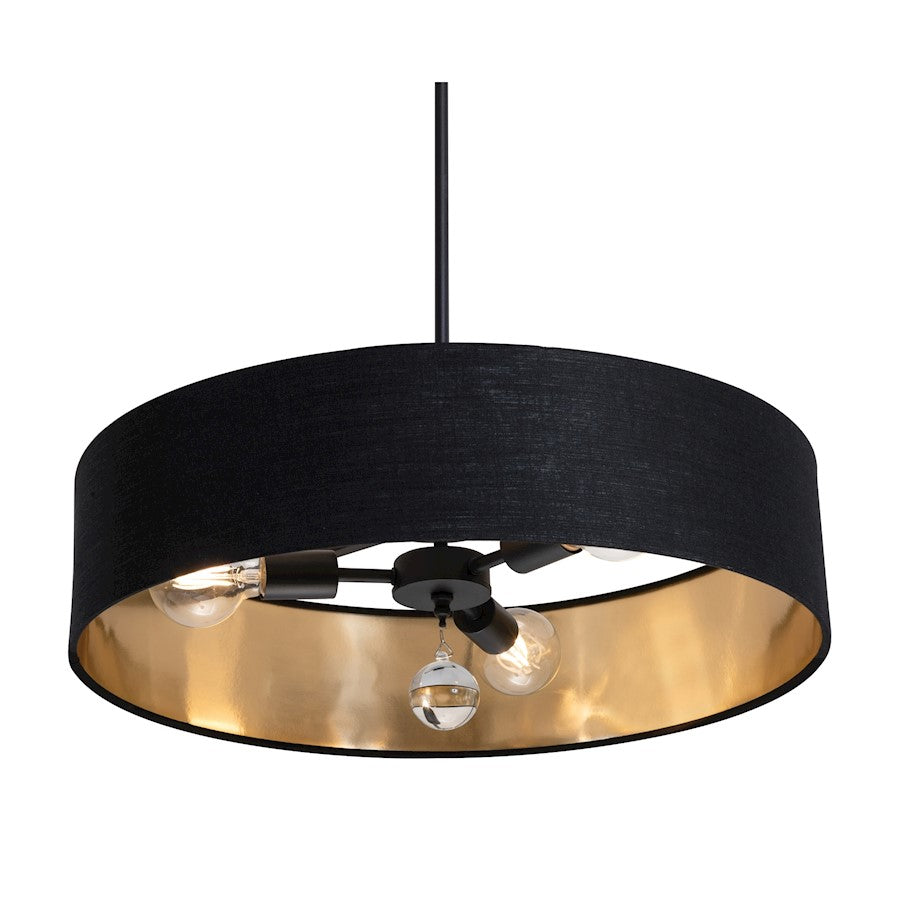 AFX Lighting Celine 3 Light 24" Pendant, Black/Black/Gold - CLNP24MBBK-BKGD