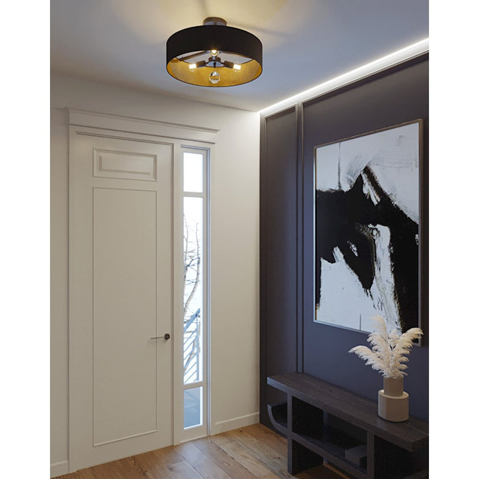 AFX Lighting Celine 3 Light 24" Pendant, Black/Black/Gold