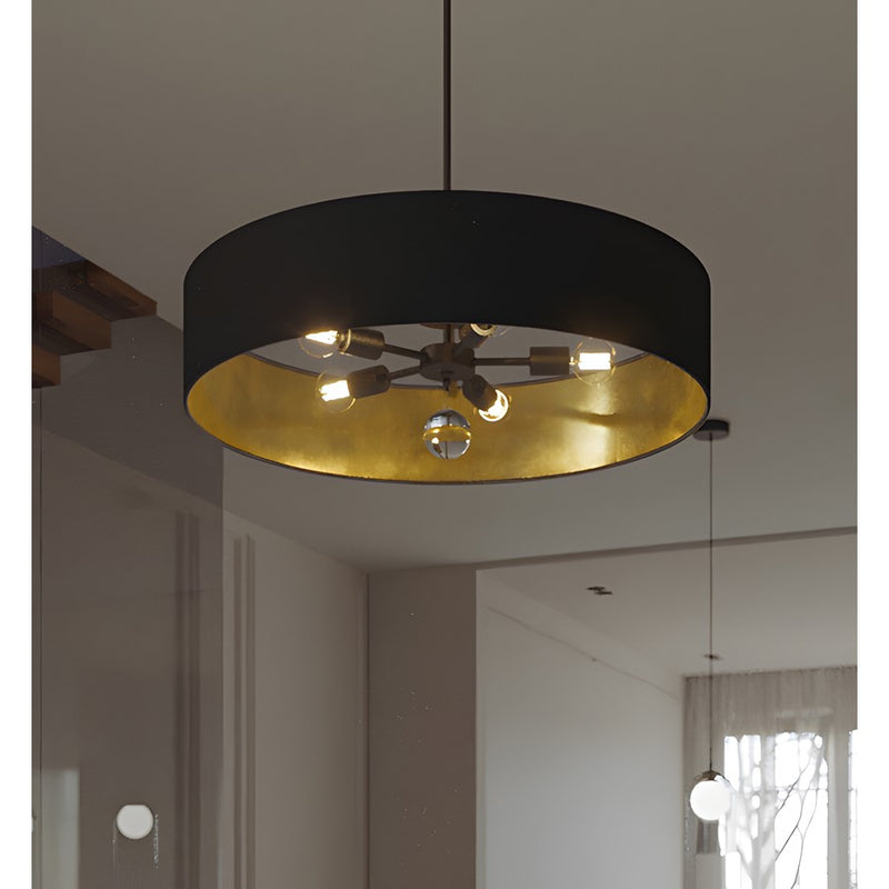 AFX Lighting Celine 3 Light 24" Pendant, Black/Black/Gold