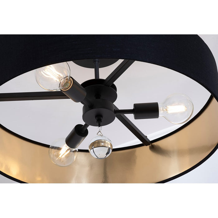AFX Lighting Celine 3 Light 24" Pendant, Black/Black/Gold