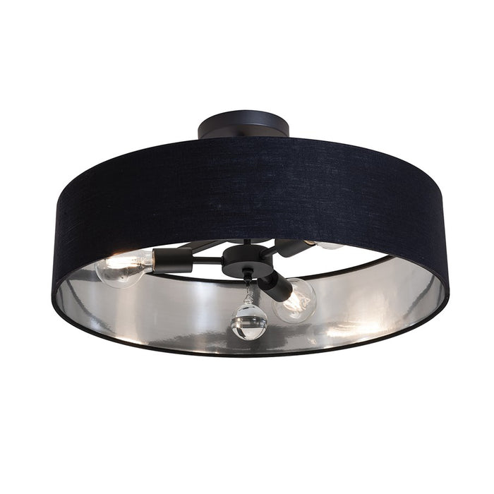 AFX Lighting Celine 3 Light 24" Pendant, Black/Black/Silver