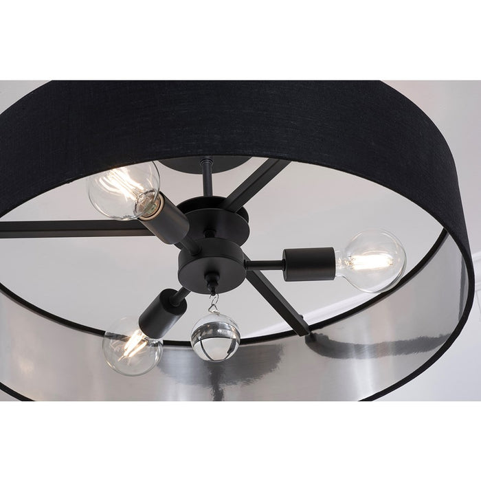 AFX Lighting Celine 3 Light 24" Pendant, Black/Black/Silver