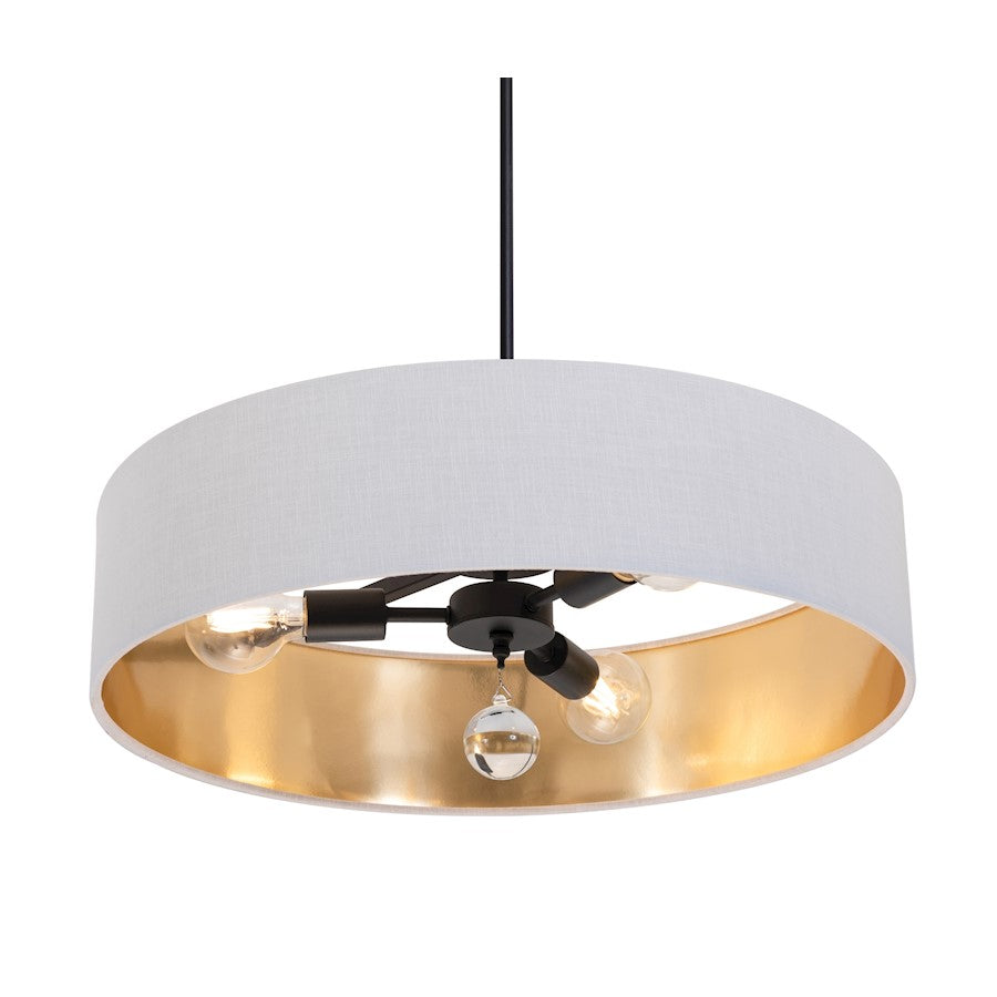 AFX Lighting Celine 3 Light 24" Pendant, Black/White/Gold - CLNP24MBBK-WHGD