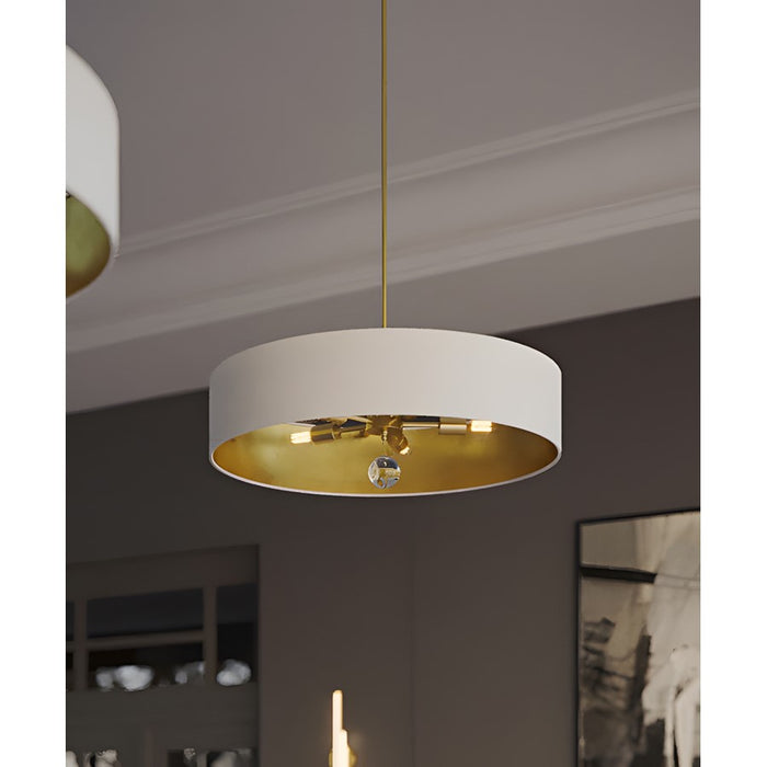 AFX Lighting Celine 3 Light 24" Pendant, Black/White/Gold
