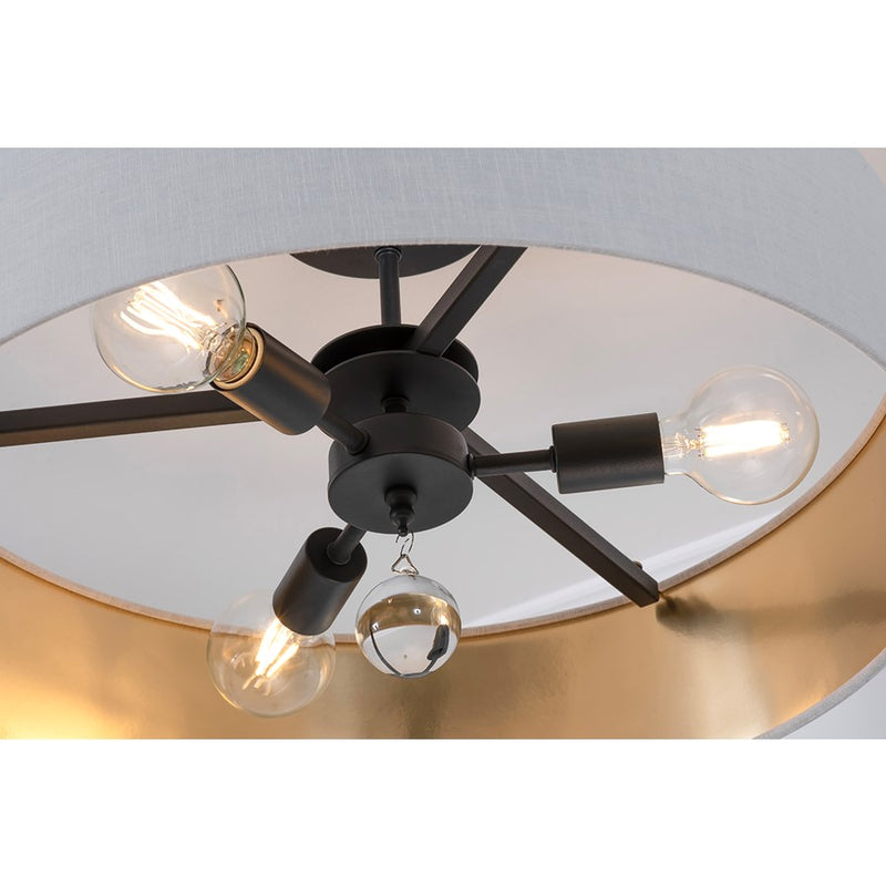AFX Lighting Celine 3 Light 24" Pendant, Black/White/Gold