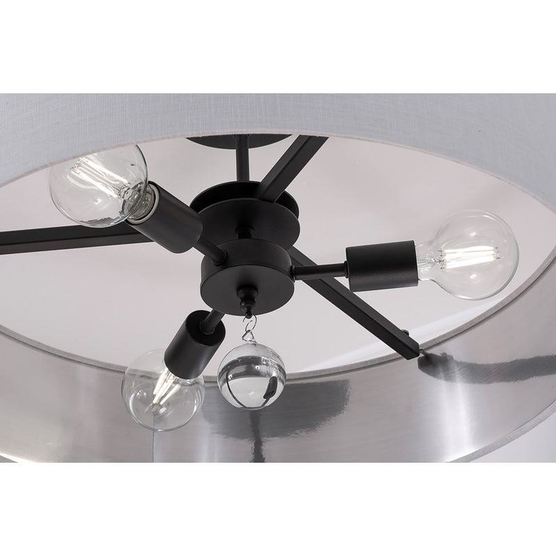 AFX Lighting Celine 3 Light 24" Pendant, Black/White/Silver