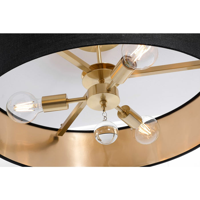 AFX Lighting Celine 3 Light 24" Pendant, Brass/Black/Gold
