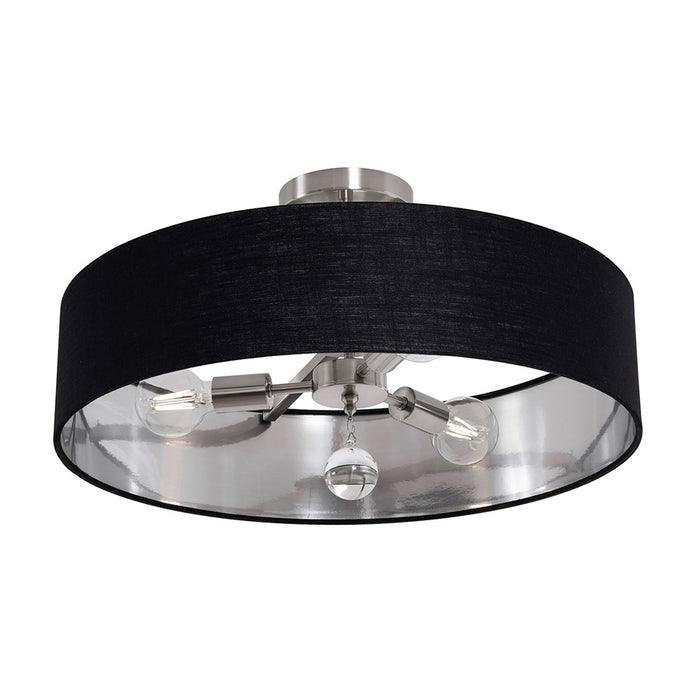 AFX Lighting Celine 3 Light 24" Pendant, Nickel/Black/Silver