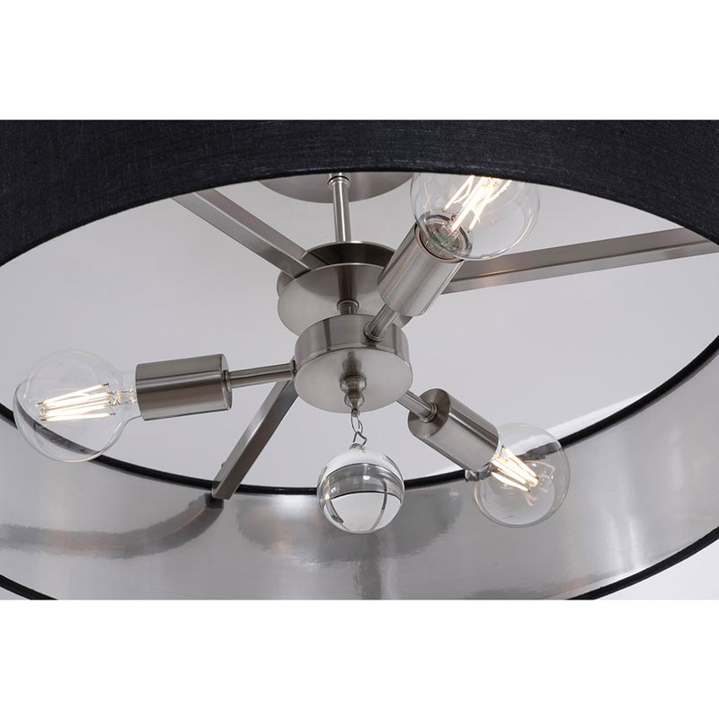 AFX Lighting Celine 3 Light 24" Pendant, Nickel/Black/Silver