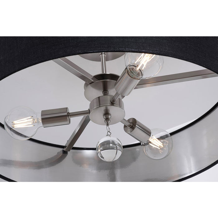 AFX Lighting Celine 3 Light 24" Pendant, Nickel/Black/Silver