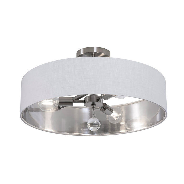 AFX Lighting Celine 3 Light 24" Pendant, Nickel/White/Silver